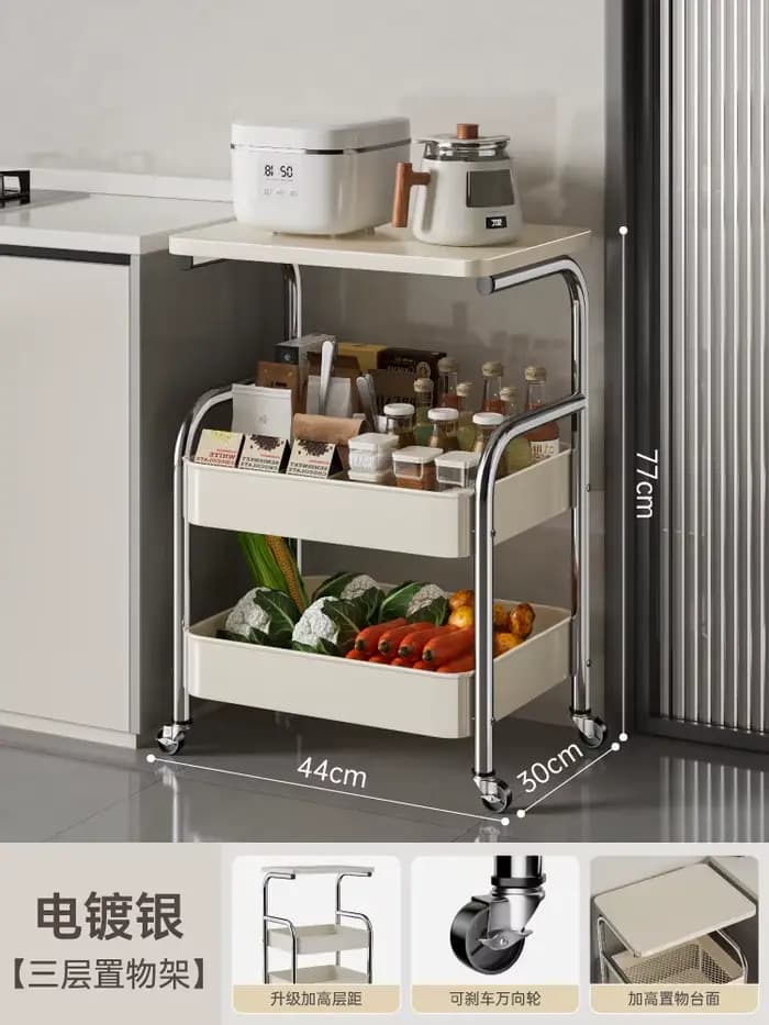 Îlots de cuisine et chariots de rangement mobiles multifonctionnels pour la maison, étagère de range