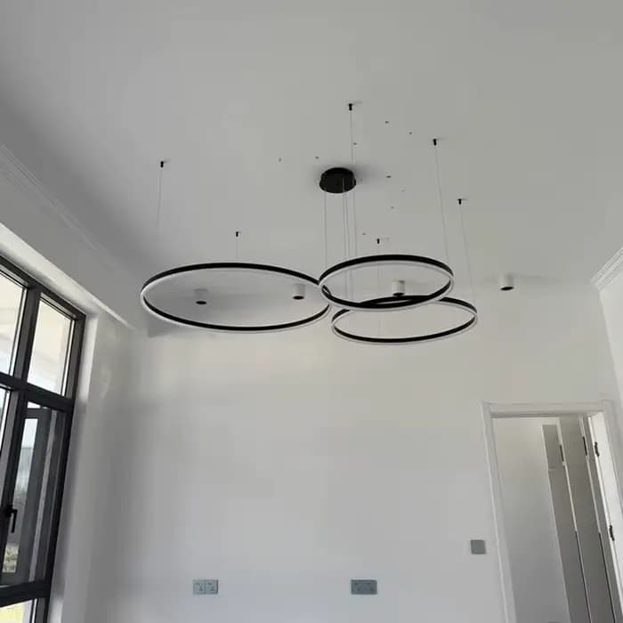 Lustre Led moderne salon anneaux brossés plafonnier suspension éclairage intérieur lampe suspendue o