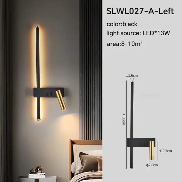 Applique murale LED moderne réglable pour chambre à coucher, chevet, salon, canapé, lampe murale de