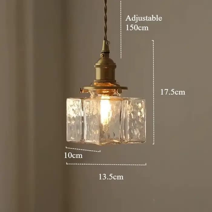 Lampe suspendue en verre rétro japonais, en cuivre jaune, pour chambre à coucher, salle à manger, ét