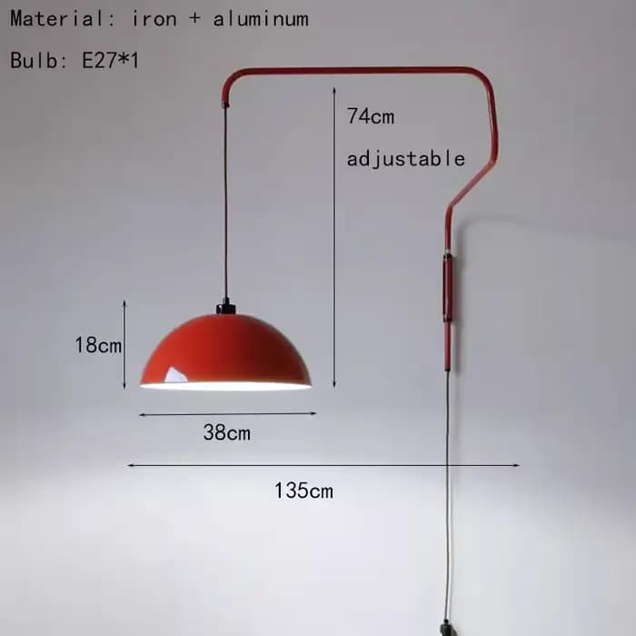 Bras long rouge bras oscillant lustre moderne industriel réglable LED E27 applique murale montée sal