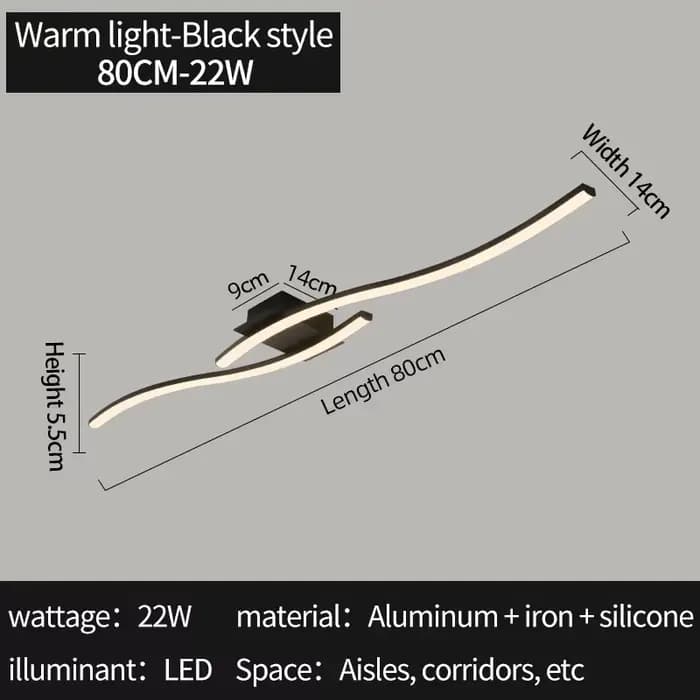 Plafonnier LED noir minimaliste moderne, design pour chambre à coucher, luminaire décoratif d'intéri