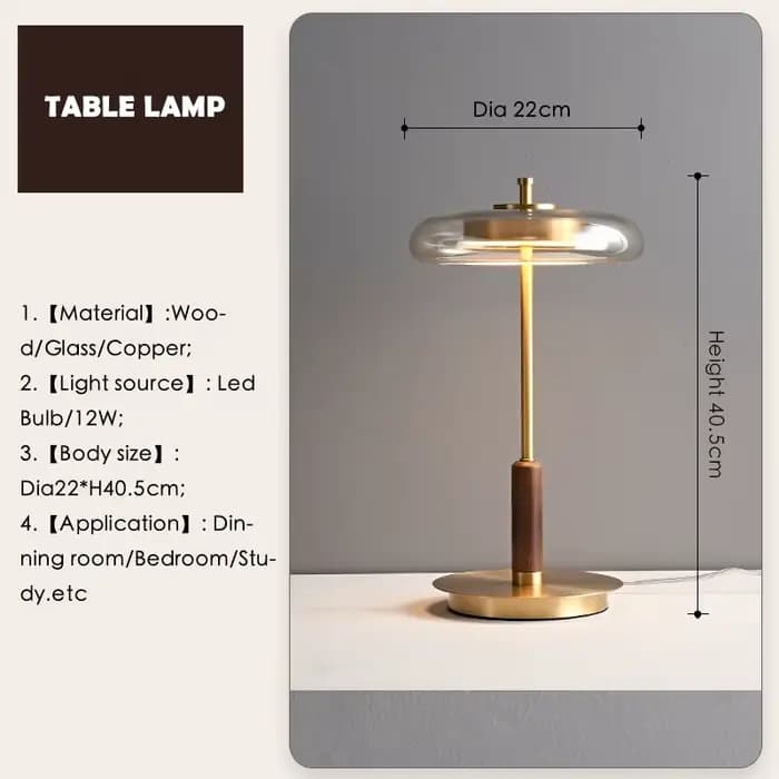 Lampadaire en verre doré pour salon et chambre à coucher, lampe de table design artistique en métal,