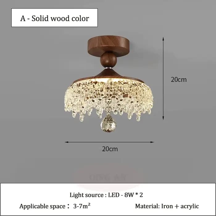 Lustre goutte d'eau de Style médiéval français rétro couleur noyer lampe en cristal acrylique modern