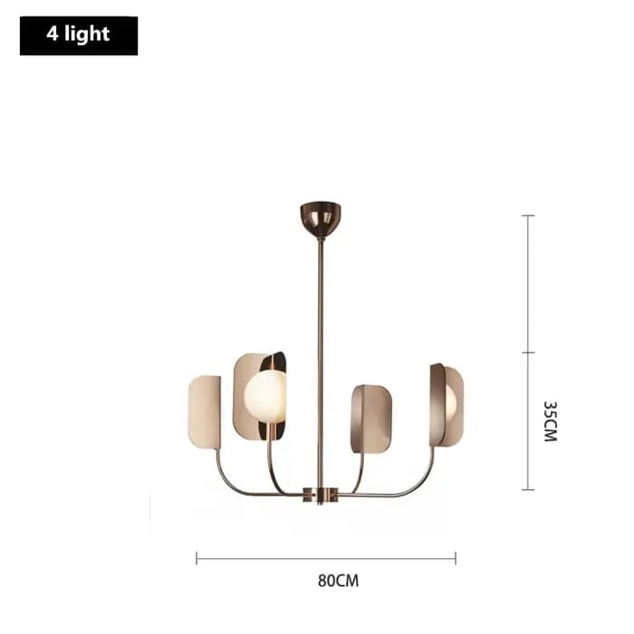 Europe Lustre lampe boule de verre laiteux MM Lampadari Chandellier feuilles en métal lumière minima