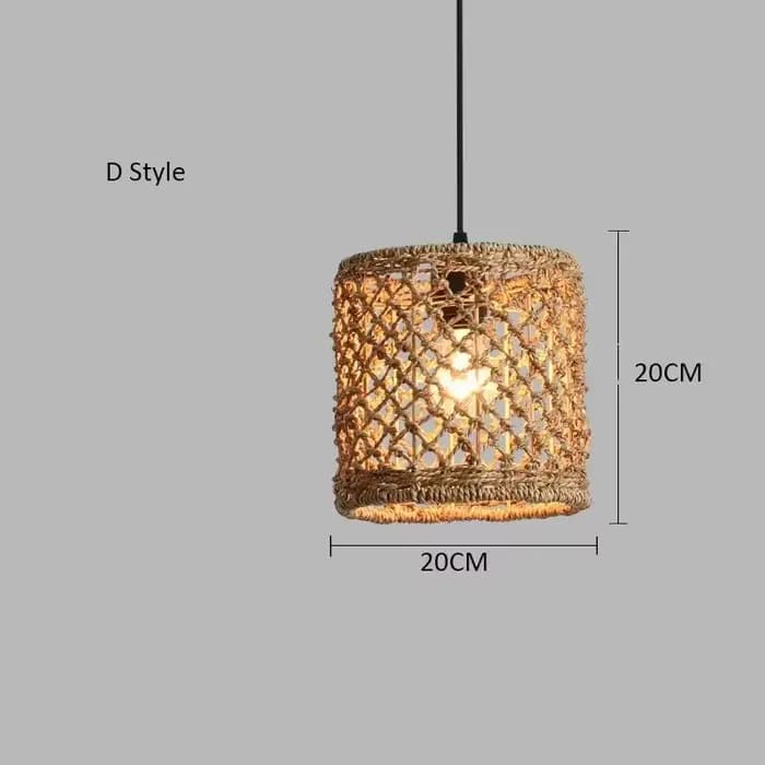 Lampe à suspension tissée en bambou, en rotin tissé, pour salle à manger, lanterne d'art japonaise e