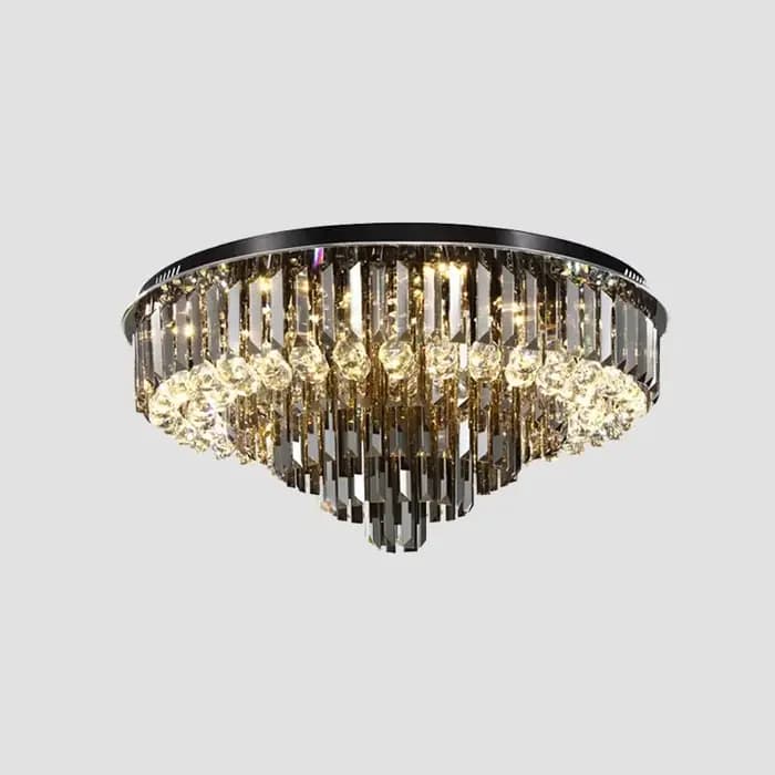 Lustre de plafond en cristal Led pour salon moderne créatif décor à la maison lampe ronde de luxe no