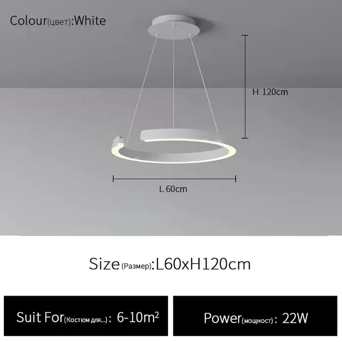 Lustre circulaire moderne et simple pour salon, luminaire suspendu pour salle à manger, décoration d
