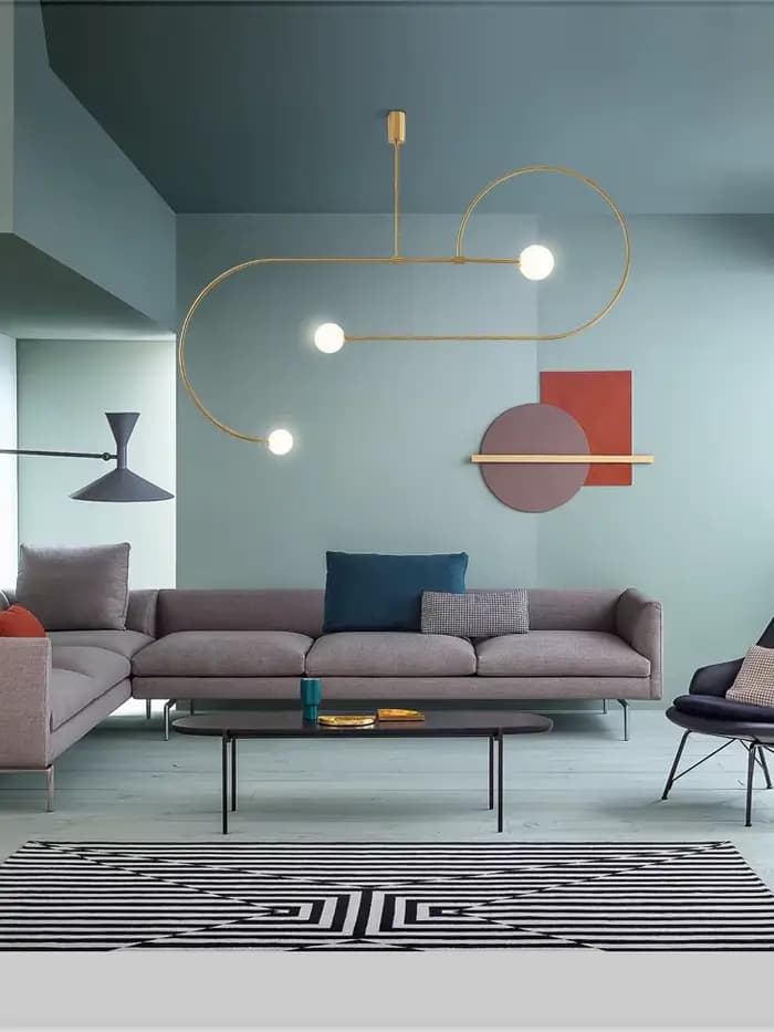 Lustre à lignes géométriques, design artistique nordique simple, lampe suspendue en arc pour salon, salle à manger, cuisine, île, éclairage de chambre à coucher