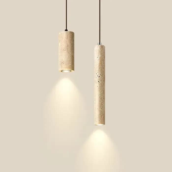 Lampe en Travertin Jaune Suspendue au Design Rétro, Luminaire Décoratif d'Nik, Idéal pour un Salon, une Chambre à Coucher ou un Comptoir de Bar
