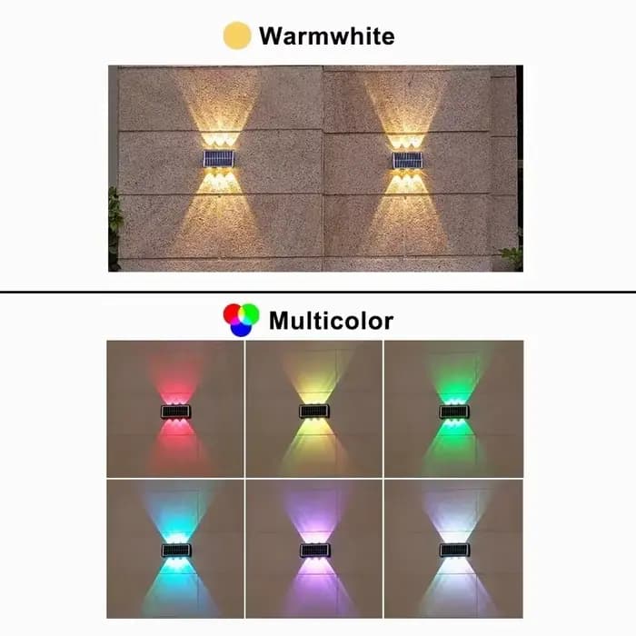 Lampe murale solaire imperméable, éclairage haut et bas pour clôture extérieure, luminaire décoratif d'extérieur, idéal pour une cour, un Garage, une passerelle ou un porche
