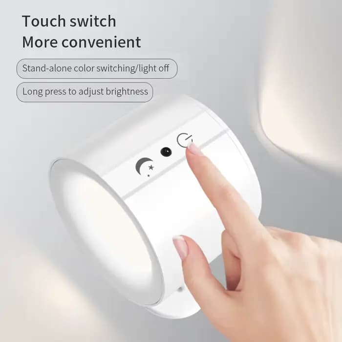LED appliques murales lumière contrôle tactile Double tête applique 360 rotatif 3 couleurs appliques murales sans fil veilleuses pour chambre