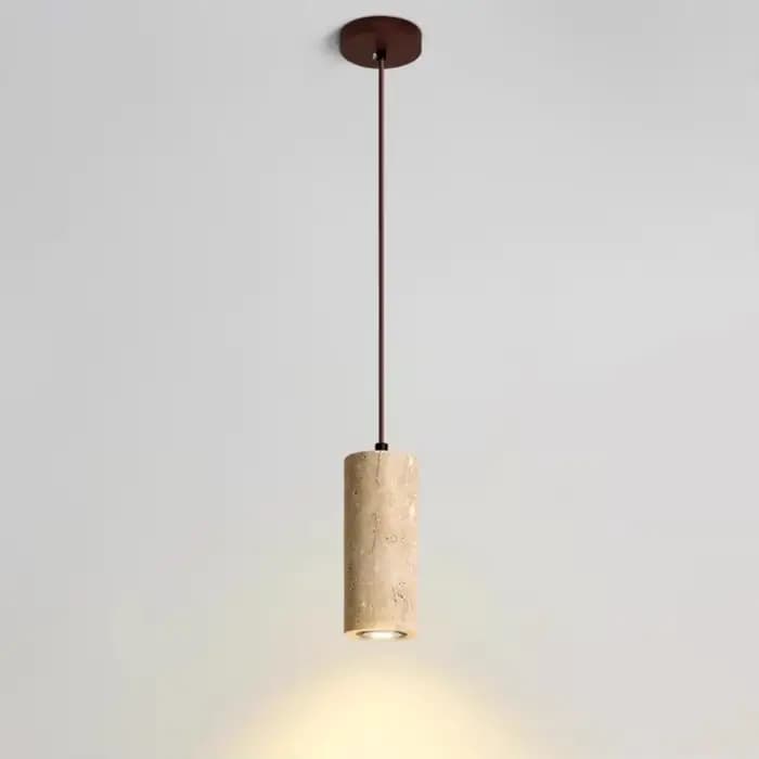 Lampe en Travertin Jaune Suspendue au Design Rétro, Luminaire Décoratif d'Nik, Idéal pour un Salon, une Chambre à Coucher ou un Comptoir de Bar