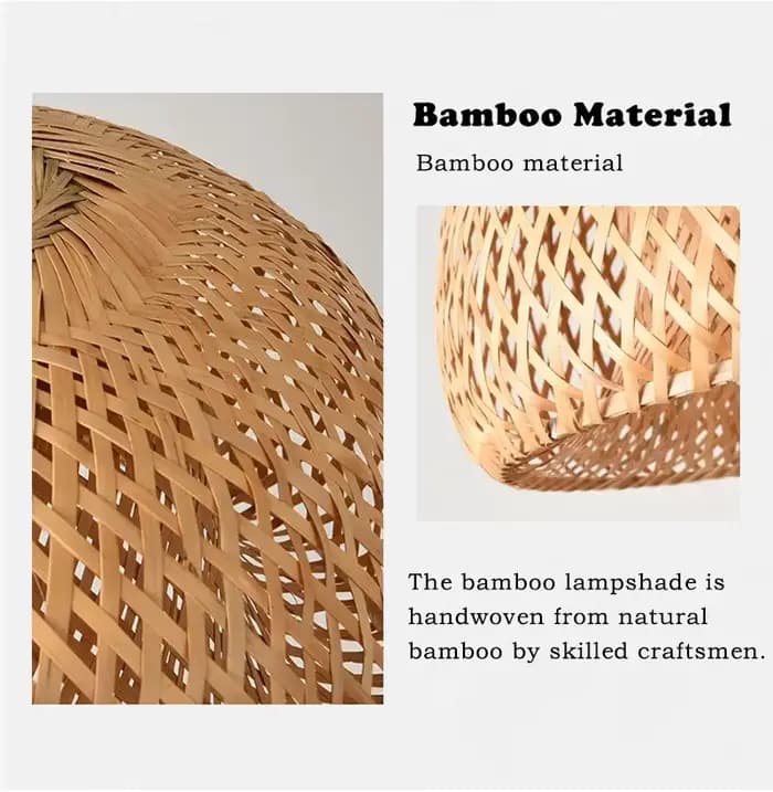 Lanterne en bambou 38/45cm, lampe suspendue en rotin naturel et osier E27, lustres tissés à la main, luminaire suspendu