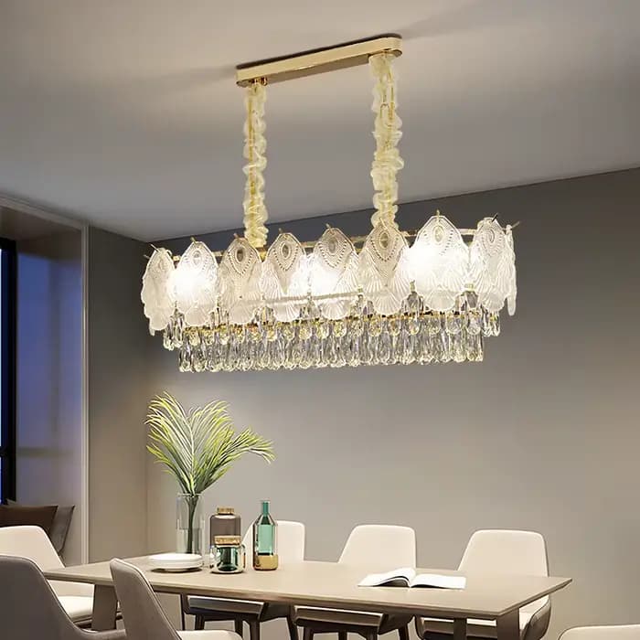 Lustre en cristal de luxe français, lampe suspendue moderne ronde ovale avec couvercle en verre, pour salon, salle à manger, chambre à coucher, hôtel