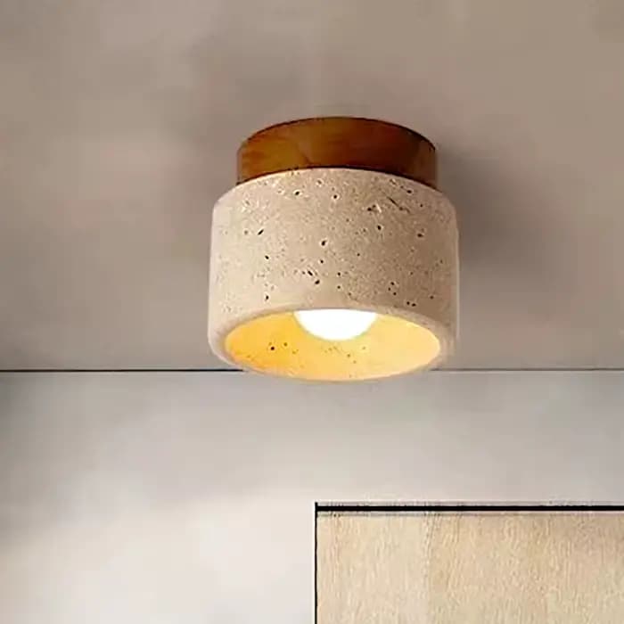 Plafonnier LED monté en Surface Downlight plafonnier en marbre jaune hall couloir restaurant éclairage décoratif en travertin