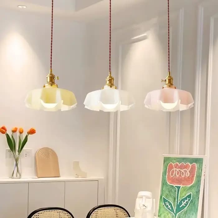 Lampe suspendue longue en verre moderne avec interrupteur, tête de lampe en aluminium et tout en cuivre, éclairage pour chambre à coucher, chevet et salle à manger