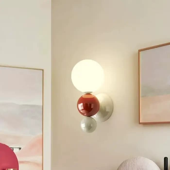Lampe murale LED de chevet de chambre à coucher, en forme de perle, blanche, couleur contrastée, lampe murale pour escalier et couloir, luminaire décoratif mural