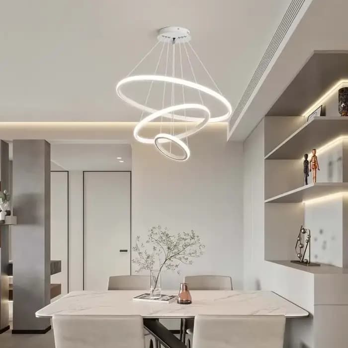 Lustres modernes à LED pour salle à manger, lustres simples en forme d'anneau, luminaires pour salon et chambre, éclairage intérieur pour la maison, lampes suspendues décoratives