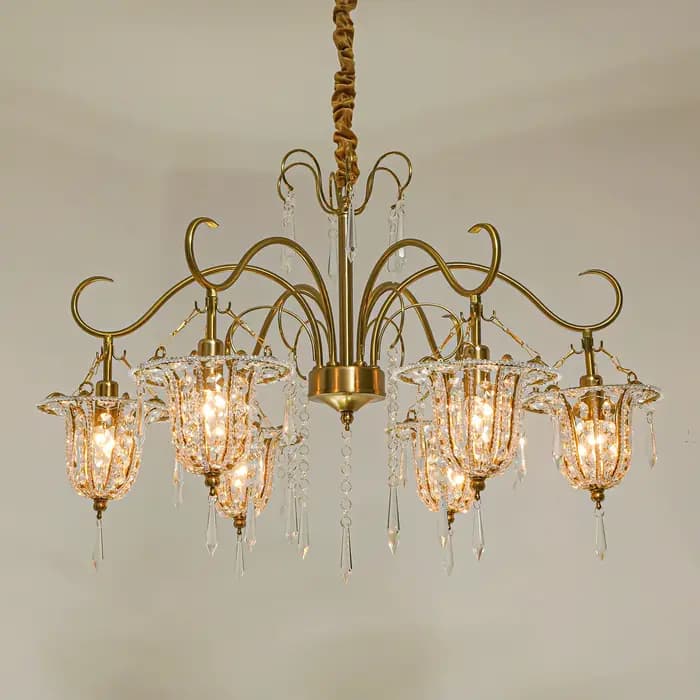 Lustre en cristal de style français pour salon et salle à manger, lampe créative luxueuse et élégante en forme de goutte d'eau pour chambre à coucher