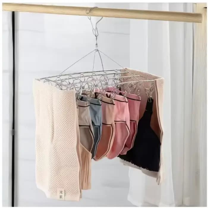 Séchoir à linge 40 pinces en inox pratique et rétractable