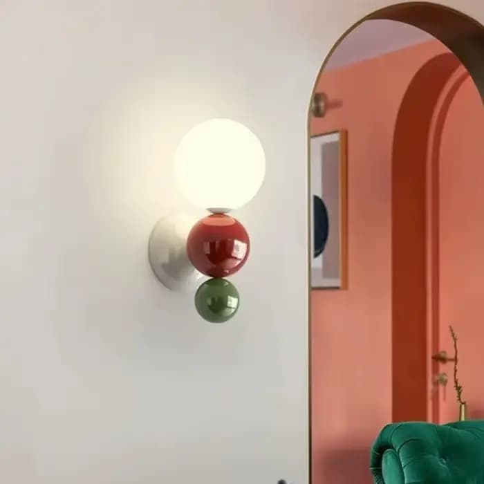 Lampe murale LED de chevet de chambre à coucher, en forme de perle, blanche, couleur contrastée, lampe murale pour escalier et couloir, luminaire décoratif mural