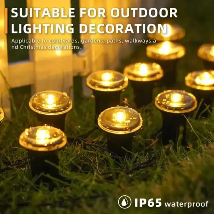 Lampes solaires de jardin, guirlandes lumineuses étanches pour chemins de pelouse, camping, fêtes d'anniversaire, vacances et décorations