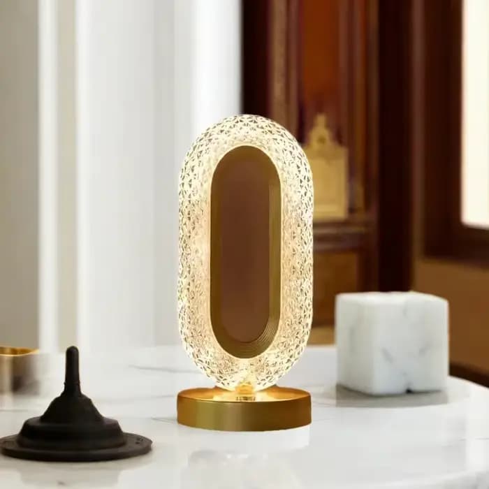 Lampe de Table ovale de luxe moderne, Rechargeable par USB, en cristal, pour salon, chambre à coucher, chevet, décoration créative, veilleuse d'ambiance