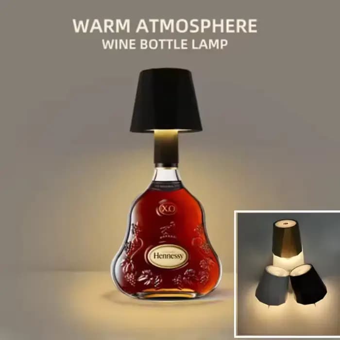 Lampe de table LED en forme de bouteille, tactile, 3 couleurs, rechargeable, portable, décoration de bureau, lampe pour bar, restaurant, camping, décoration d'ambiance