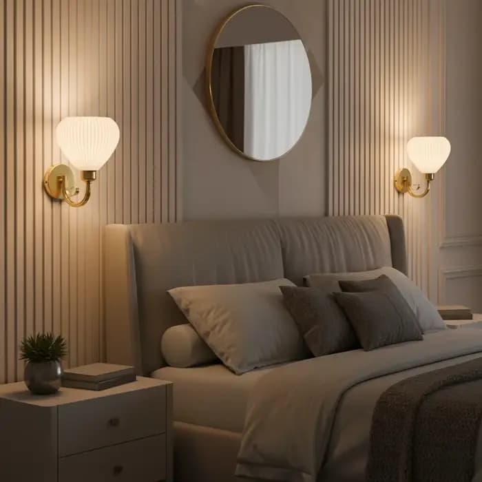 Applique Murale Moderne Style Simple et Doux, Corps Métallique Doré, Décoration de Chambre, Luminaire LED avec Abat-jour en Acrylique, Lustre Mural pour Couloir