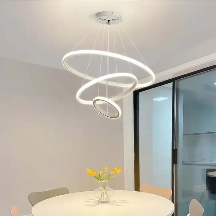 Lustres modernes à LED pour salle à manger, lustres simples en forme d'anneau, luminaires pour salon et chambre, éclairage intérieur pour la maison, lampes suspendues décoratives