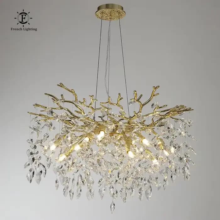 Lustre en cristal de luxe moderne pour salon chambre à coucher décoration de haute qualité aluminium et cristal or argentUsageIdOccasionsSpéciales