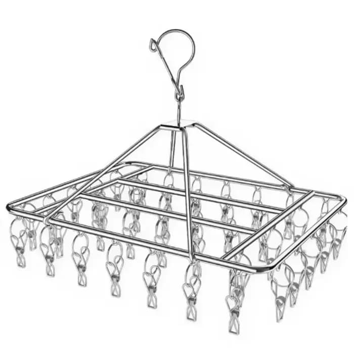 Séchoir à linge 40 pinces en inox pratique et rétractable