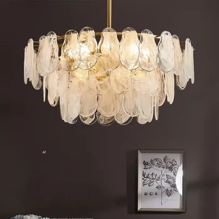 Lustre de luxe rétro français, luminaire décoratif d'intérieur, idéal pour un salon, une chambre à coucher, une nuage chaleureux et romantique, goutte d'eau ou en verre