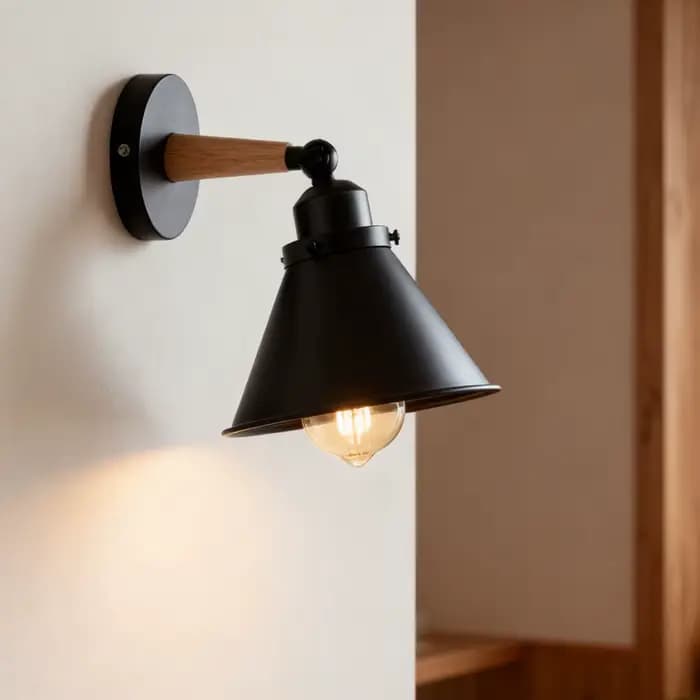 Applique murale industrielle nordique en bois, éclairage d'intérieur industriel, lampe de chevet, salle de bains, chambre à coucher, applique murale, décor