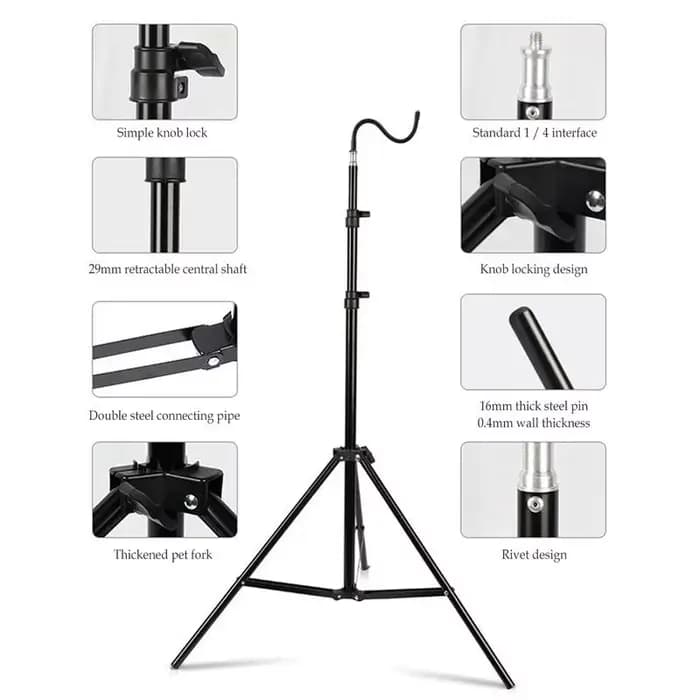 Trépied pliable et télescopique de 2m, support léger réglable pour lampe de camping, accessoires de camping