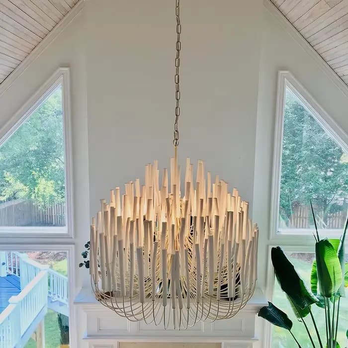 Boho Lustre Moderne De Luxe Blanc Noir Lampe En Bois Salon Lustre Lumière Restaurants Chambre Duplex Villa Loft Lampe