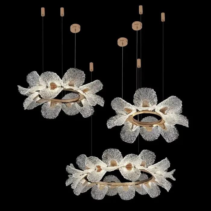 Lustre à fleurs en cristal pour salle à manger, salon, salle d'exposition, lampes suspendues artistiques suspendues, éclairage intérieur, décoration de maison