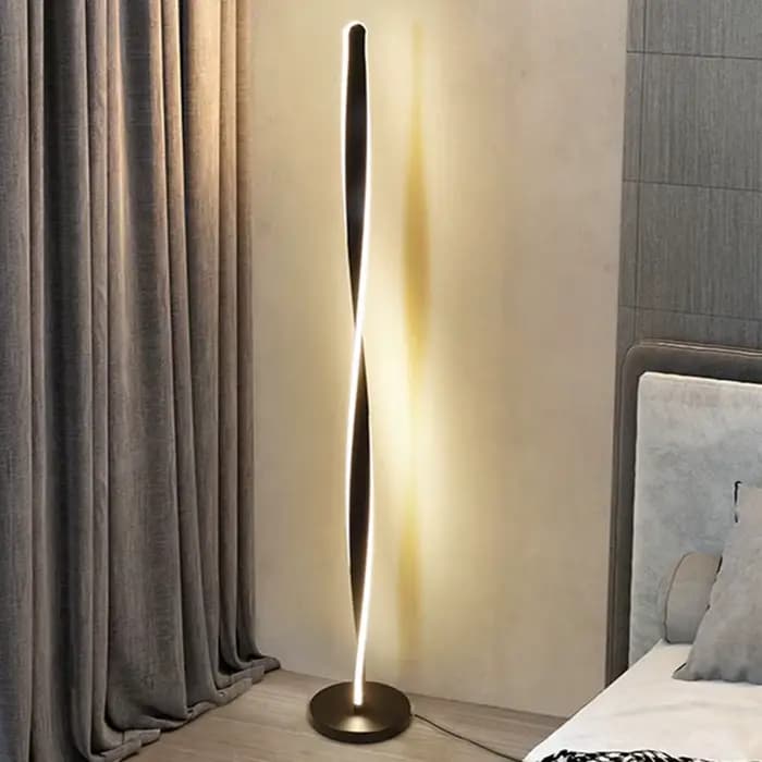 Lampe autoportante en spirale blanche, design moderne, longue ligne, luminaire décoratif d'intérieur, idéal pour un salon, une chambre à coucher, un bureau ou un canapé