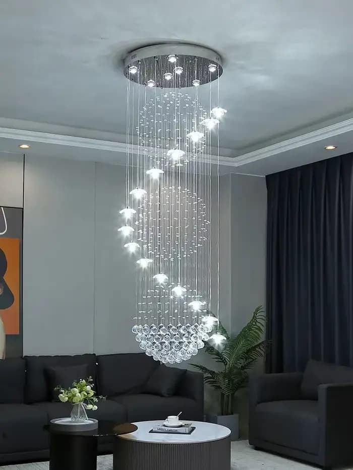 Lustre d'escalier duplex de style européen moderne, long lustre pour salon, villa, loft, lumière de face, éclairage intérieur