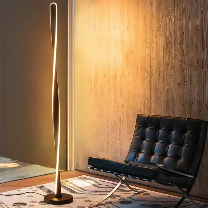 Lampe autoportante en spirale blanche, design moderne, longue ligne, luminaire décoratif d'intérieur, idéal pour un salon, une chambre à coucher, un bureau ou un canapé