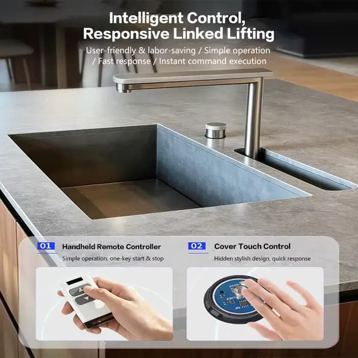 Système de robinetterie de cuisine motorisé électrique escamotable avec commande infrarouge intelligente sans contact et rotation pour îlot de cuisine