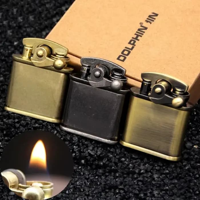 Briquet torche en laiton sans plomb, rétro, coupe-vent, à roue d'allumage, flamme nue pour extérieur, cadeau pour homme, accessoires pour cigarettes