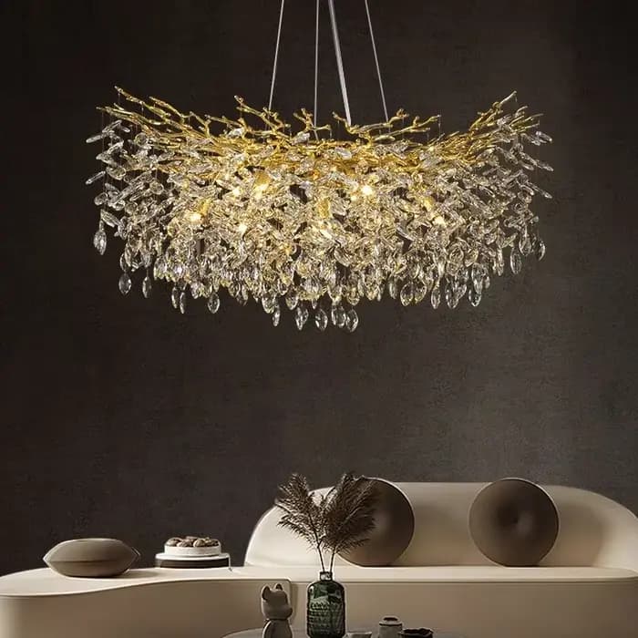 Lustre en cristal de luxe moderne pour salon chambre à coucher décoration de haute qualité aluminium et cristal or argentUsageIdOccasionsSpéciales