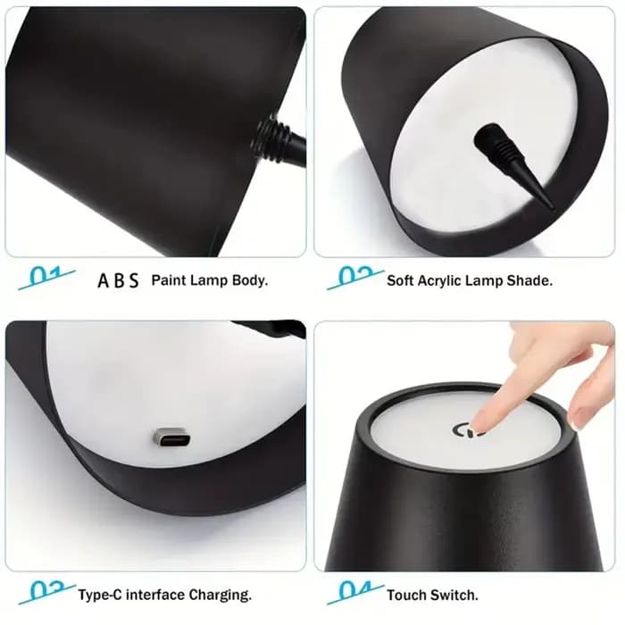 Lampe de table LED en forme de bouteille, tactile, 3 couleurs, rechargeable, portable, décoration de bureau, lampe pour bar, restaurant, camping, décoration d'ambiance