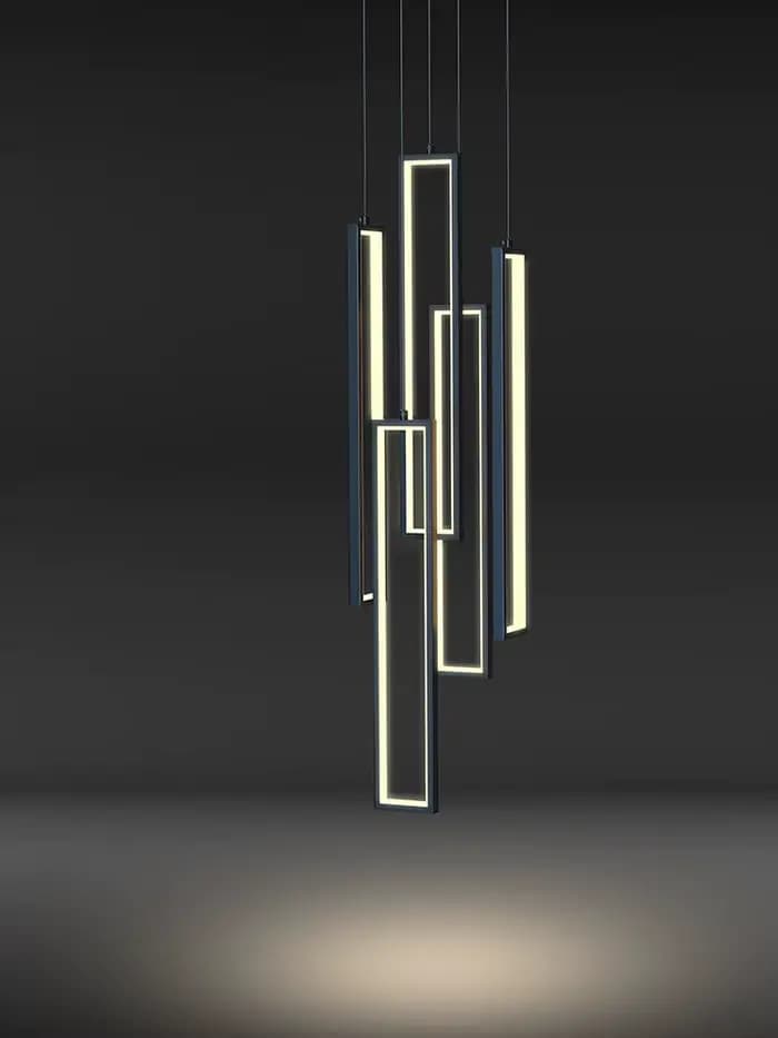 Nouveau lustre d'escalier carré en aluminium moderne Simple pour Loft Villa Duplex salle d'exposition plafond décoration luminaire