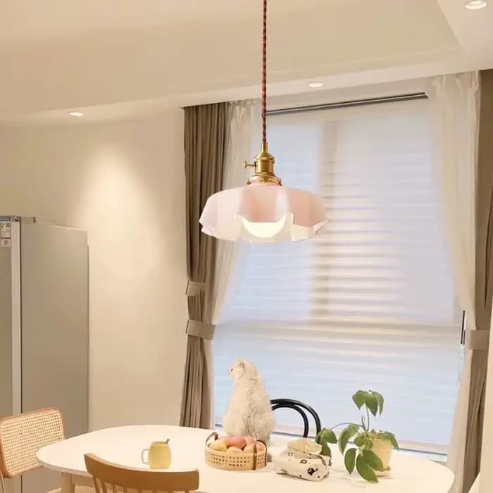 Lampe suspendue longue en verre moderne avec interrupteur, tête de lampe en aluminium et tout en cuivre, éclairage pour chambre à coucher, chevet et salle à manger