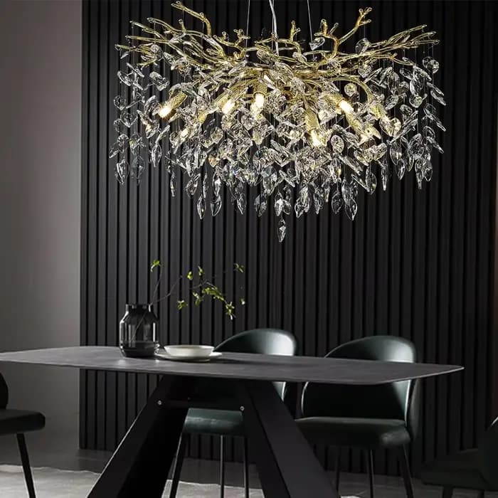 Lustre en cristal de luxe moderne pour salon chambre à coucher décoration de haute qualité aluminium et cristal or argentUsageIdOccasionsSpéciales