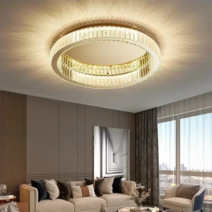 Plafonnier moderne en cristal, lampe LED ronde à montage encastré avec un design élégant pour le salon, la chambre à coucher, la salle à manger, la décoration de la maison