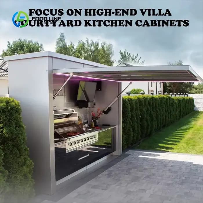 Îlot de cuisine extérieur personnalisé avec évier et rangement en alliage d'aluminium, léger, durable et parfait pour les espaces de cuisson
